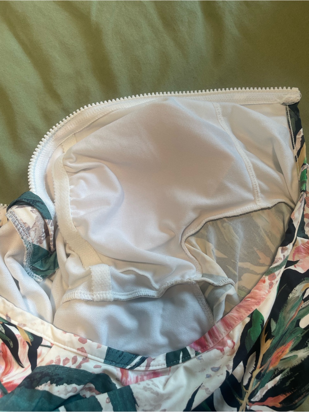 Floral Tropical One-Piece Long Sleeve Swimsuit in Pink and Green - Picture 5 of 7